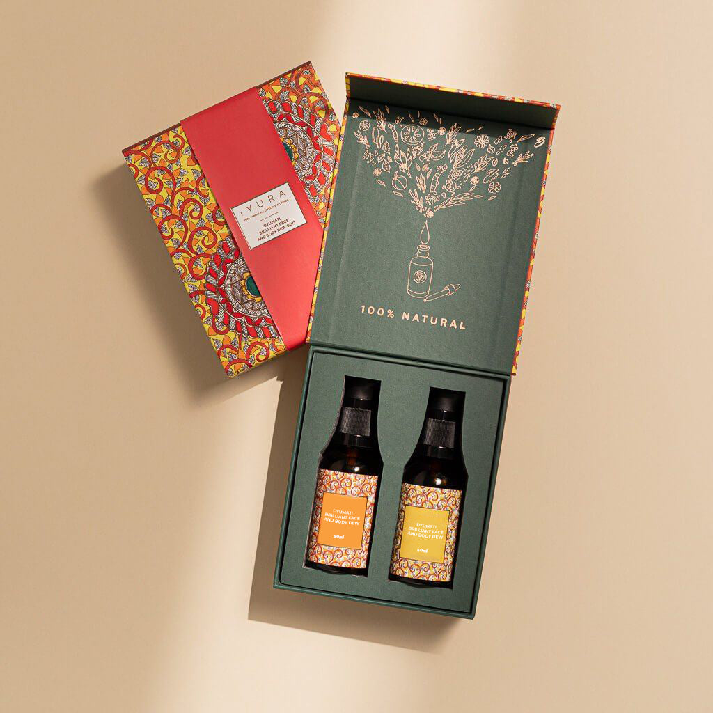 Dyumati Brilliant Δίδυμο προϊόντων για το πρόσωπο και το σώμα - Μείγμα «The Awakened Soul» & Μείγμα «The Illuminated Heart»