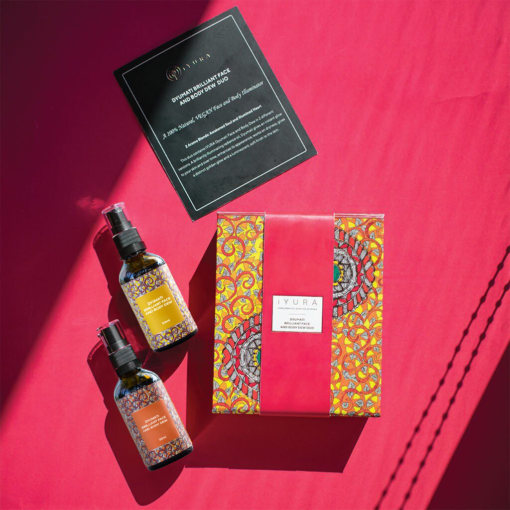 Dyumati Brilliant Δίδυμο προϊόντων για το πρόσωπο και το σώμα - Μείγμα «The Awakened Soul» & Μείγμα «The Illuminated Heart»