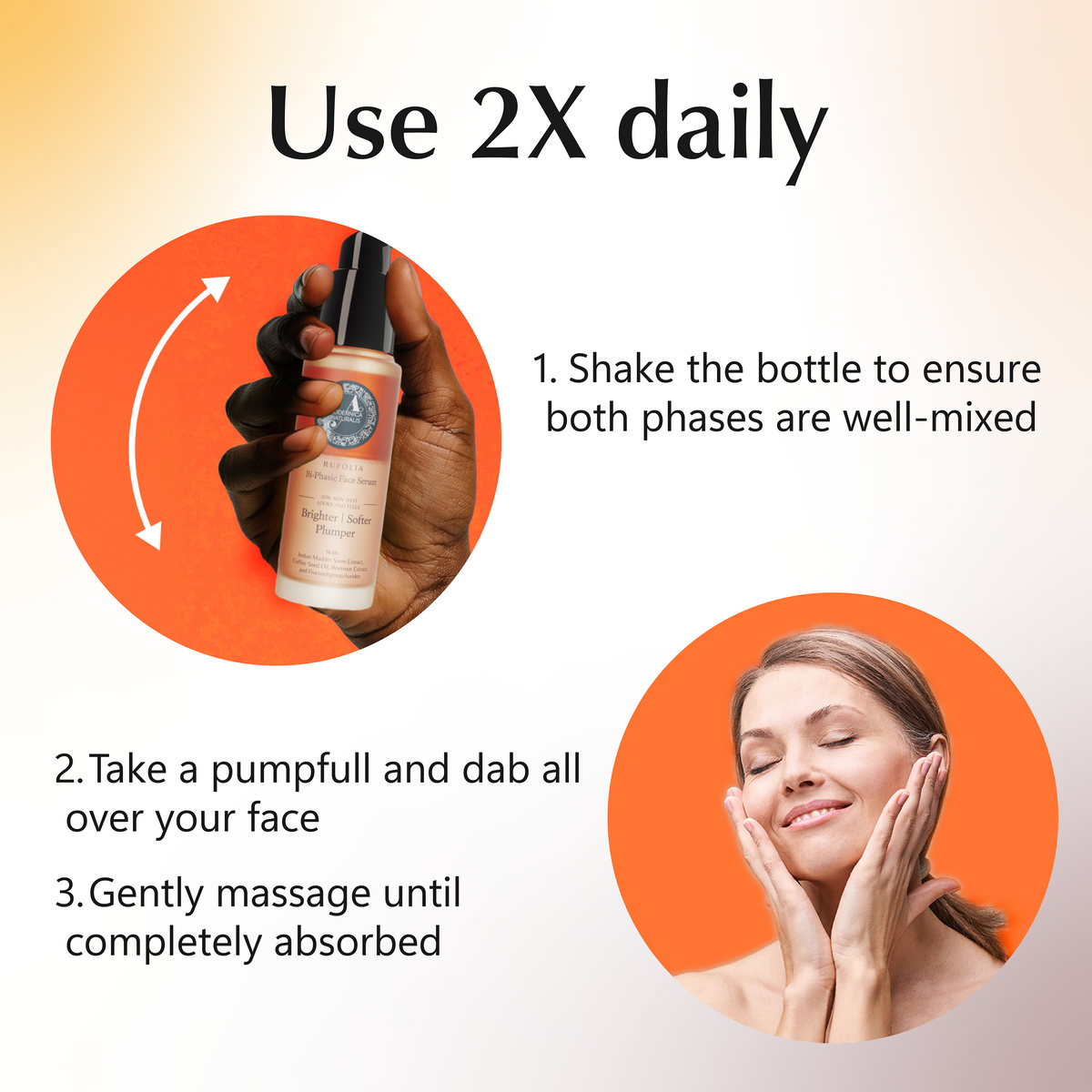 Rufolia Bi-Phasic Face Serum – Φωτίζει, απαλύνει και δίνει όγκο στο θαμπό, ρυτιδωμένο και γηρασμένο δέρμα – Υβριδικό ορό νερού-ελαιού με μαντζίσθα, ντομάτα, σπόρους καφέ και φυτικό σκουαλάνιο –  - Με κλινικά αποδεδειγμένα συστατικά