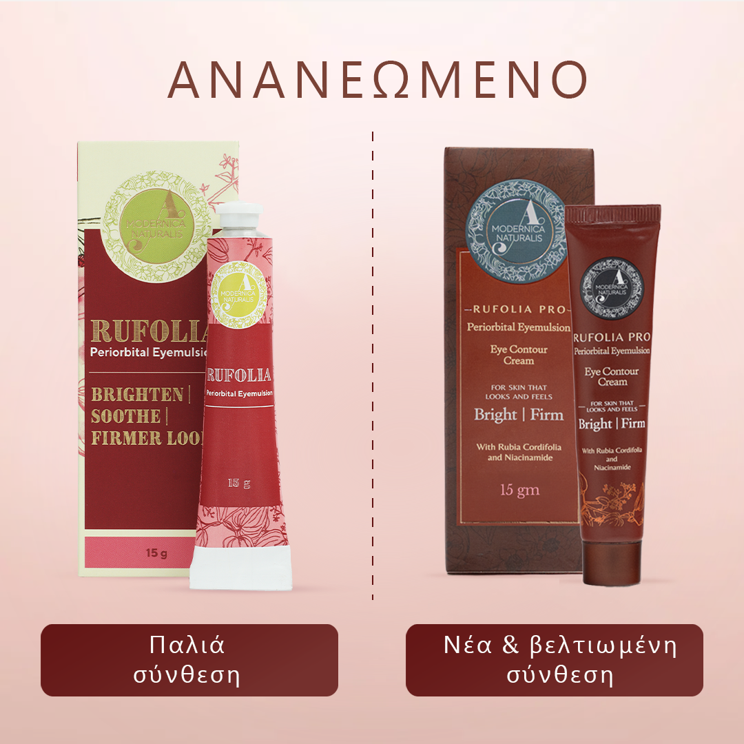 Rufolia PRO Periorbital Eyemulsion - Κρέμα Περιγράμματος Ματιών – Χαρίζει Λάμψη, Όψη Σύσφιξης & Ενυδάτωση κάτω από τα Μάτια – Νέα Σύνθεση με Manjistha, Aloe Vera, Lotus & Νιασιναμίδη – Με Κλινικά Ελεγμένα Συστατικά